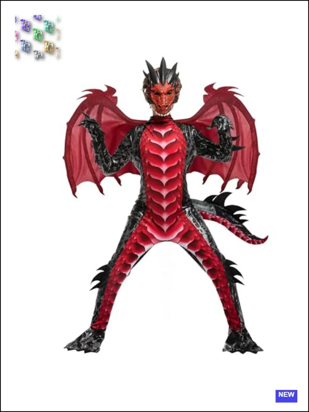 Kids Dragon Costume Boys Halloween Deluxe Set Mask Wings Jumpsuit Gloves Tail